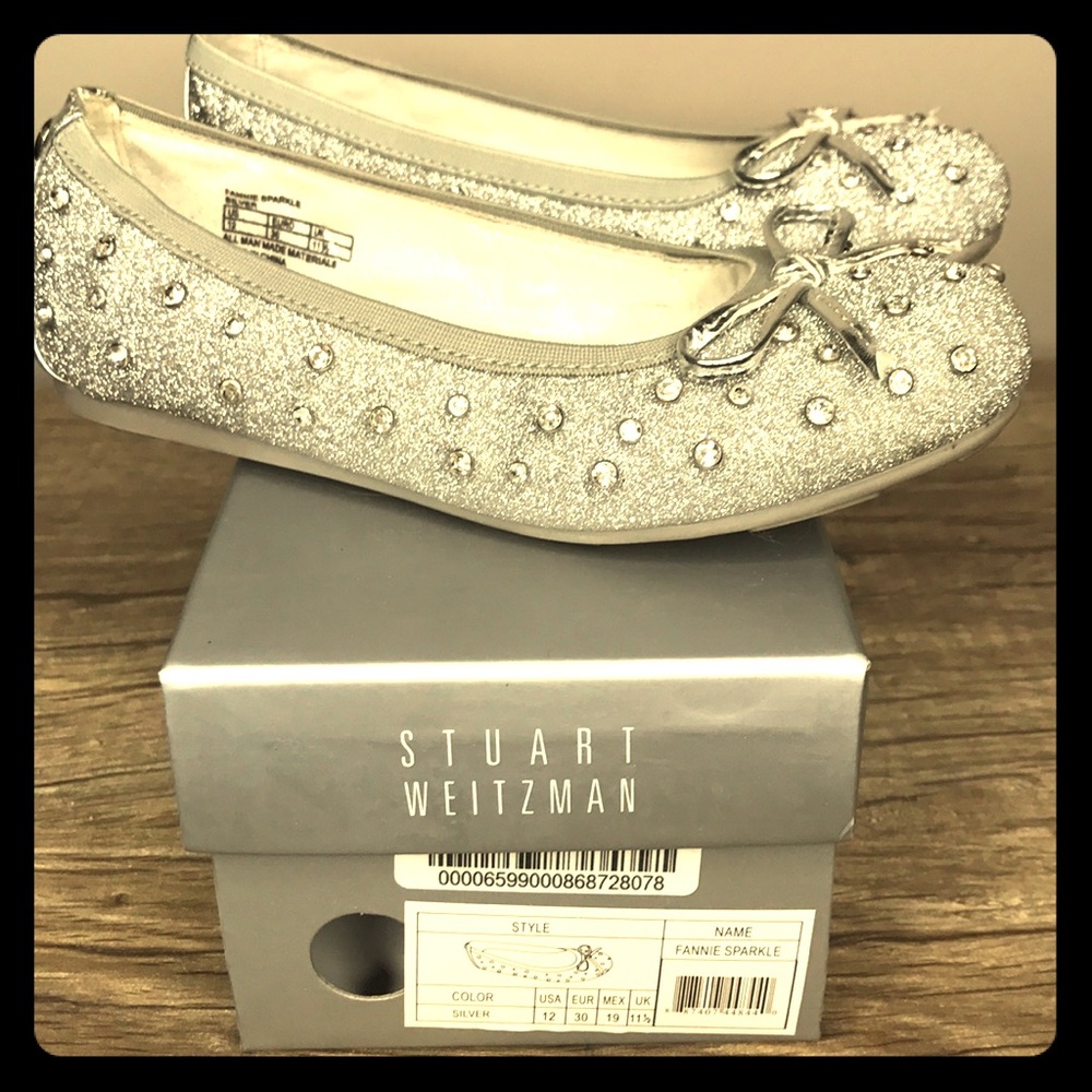 Stuart Weitzman girls sparkly silver flats